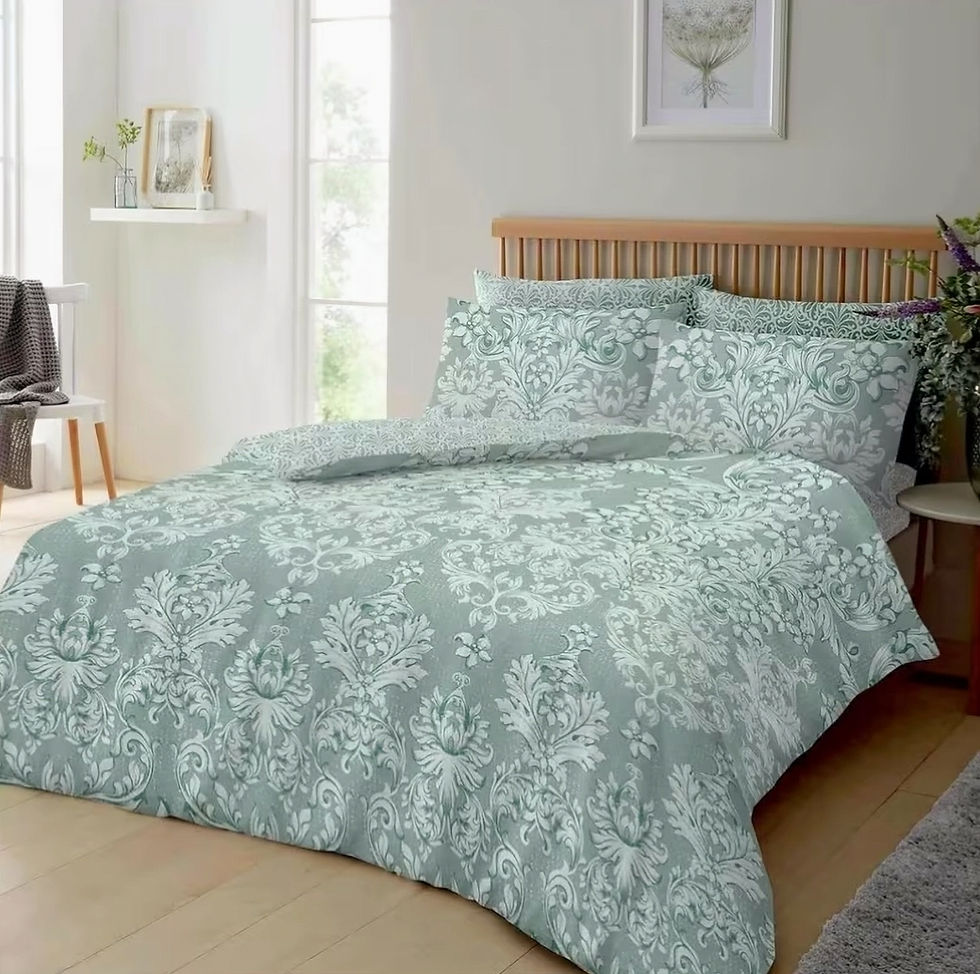 Thumbnail: Antoinette Floral Reversible Duvet Set - Duck Egg
