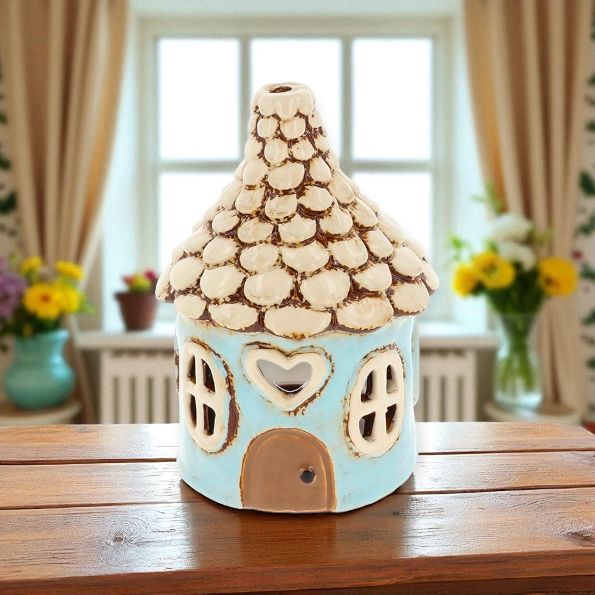 Village Pottery Round Heart House Tealight