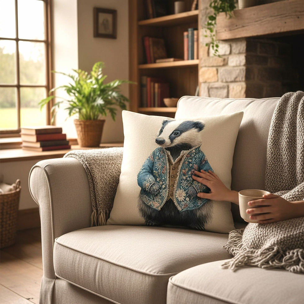 Miniatura: Just A Badger In His Sunday Best Cushion