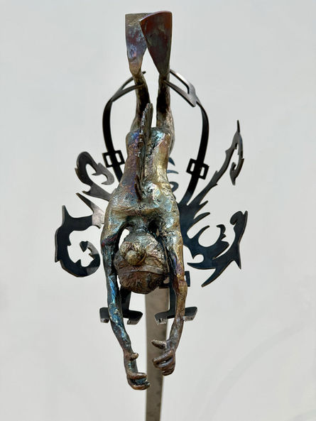 The Comedy of Survival, 2024. steel, bronze 210 x 65 x 102cm