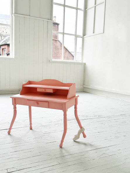 Incongruent Stimuli, 2024. dressing table, household paint, single fire ceramic 132 x 49 x 100cm