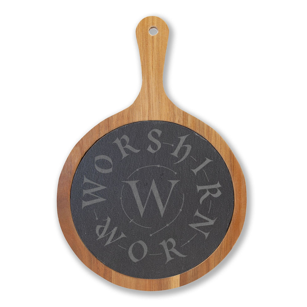 Thumbnail: Engraved Bamboo Charcuterie Board with Slate Insert & Cheese Knives