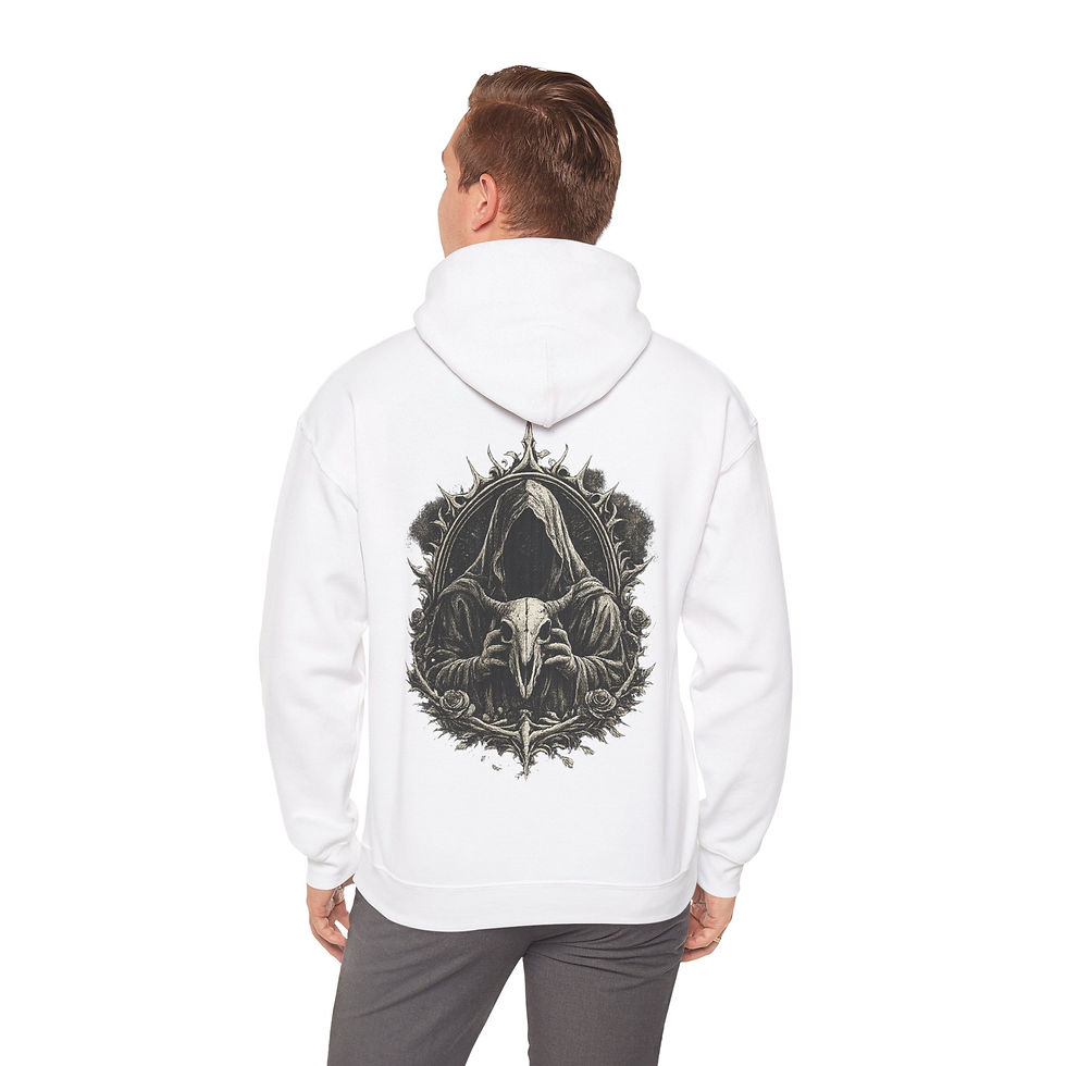 Thumbnail: Grim Reaper 'Worship' Hoodie — Distressed Gothic Reaper Sweatshirt