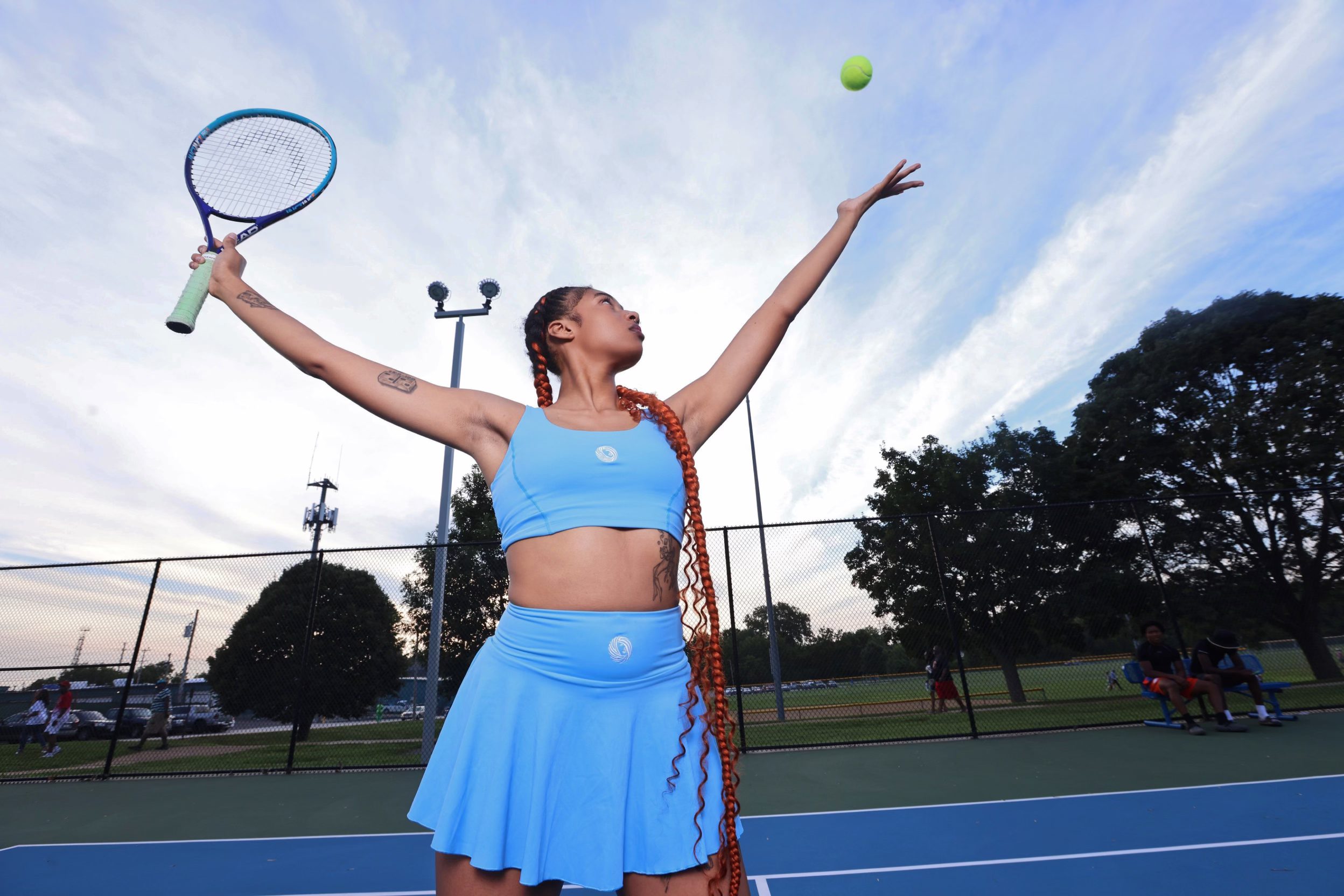 Chic Blue Athleisure Skirt Set