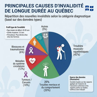 Statistique Principales causes d'invalidité de longue durée au Québec