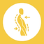 Icon representing posture — figure in profile with spinal alignment indicated
