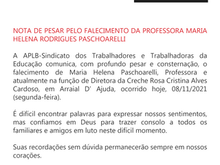 Nota de pesar professora Maria Helena Rodrigues