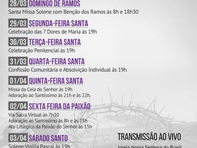 Programação da Semana Santa - Paróquia Nossa Senhora da Pena