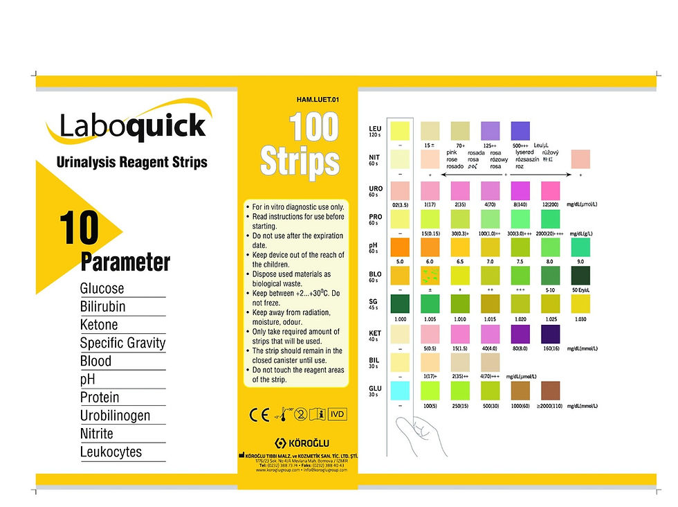 Küçük resim: Laboquick Idrar Stribi 10 Parametre 100'lük