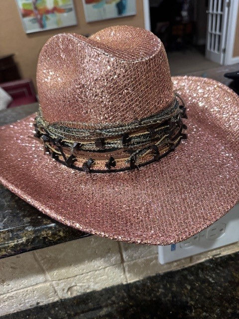 Sequin Hat with layers of wrappings