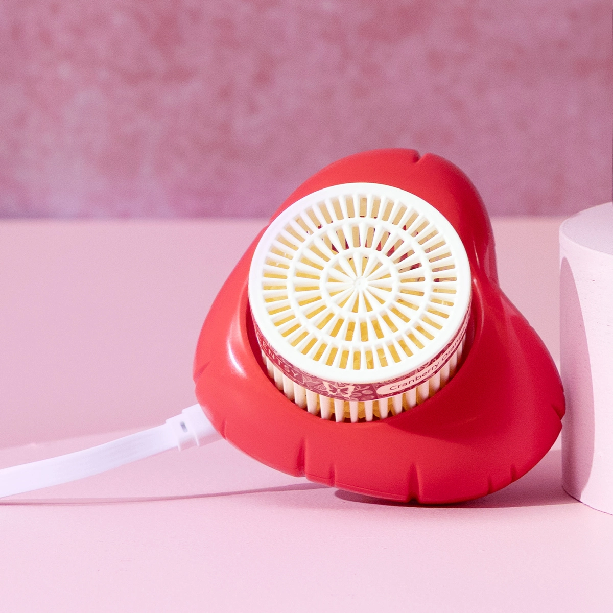 Set mit Scentsy Air Solo – Red Heart und Scentsy Pods Plum & Vanilla Orchid. Der Air Solo ist Rot und in Herzform.