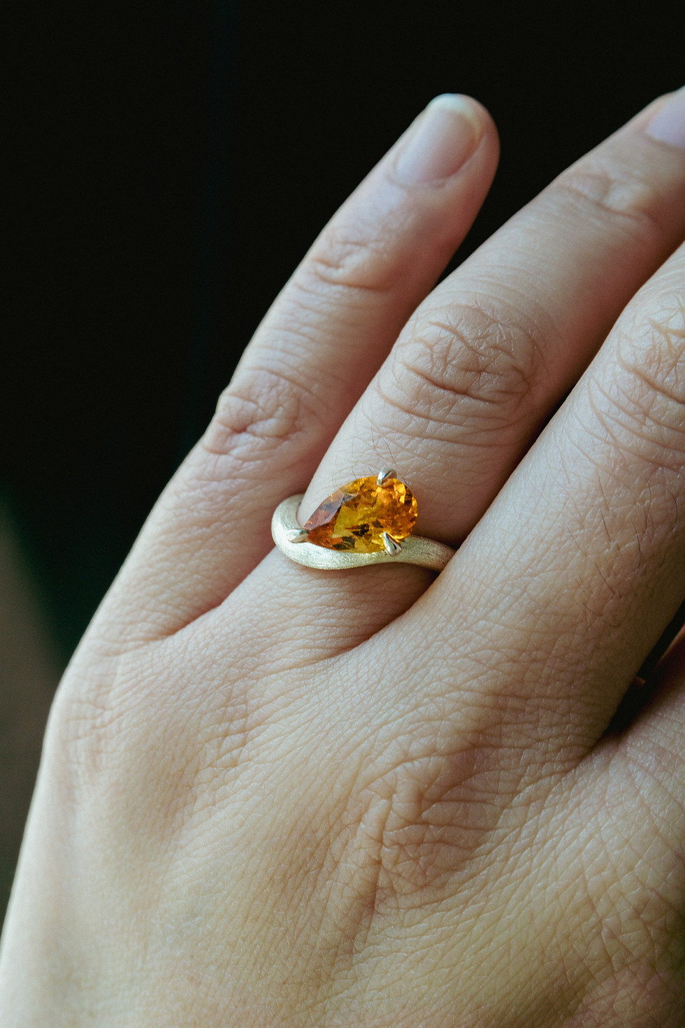 Thumbnail: Relic Wave Ring with 1.77ct Pear-Shaped Madeira Citrine Ring