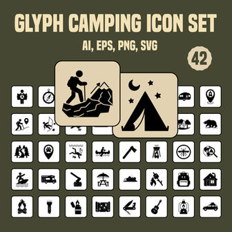 Camping tent night moon, orientation compass navigation, hiking travel journey, barbecue grill cooking, campfire forest adventure, climbing rock mountain, tourist backpack equipment, fishing hook nature, binoculars wildlife observation, mountain peak landscape, marshmallow campfire snack, mosquito protection sign, pocket knife tool, lantern flashlight light, acoustic guitar music, picnic table vacation, caravan trailer RV, motorhome road trip, cabin forest house, kayak water sport, canoe river travel, surfing ocean wave, snorkeling diving quest, exploration map destination, GPS location marker, global travel search, animal track wildlife, wild bear forest, mushroom nature foraging, pine forest trees, match fire starter, lighter campfire flame, cooking pot dinner, car road trip luggage, journey route map, hiking boots trail, survival axe tool, nature landscape scenery, vector design icon, flat camping symbol, outdoor adventure trip, tourism exploration journey