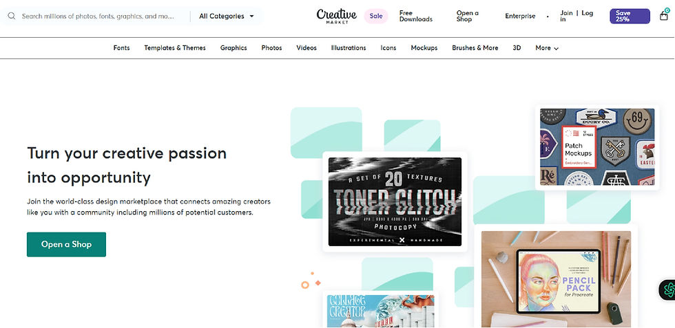 Creative Market marketplace page