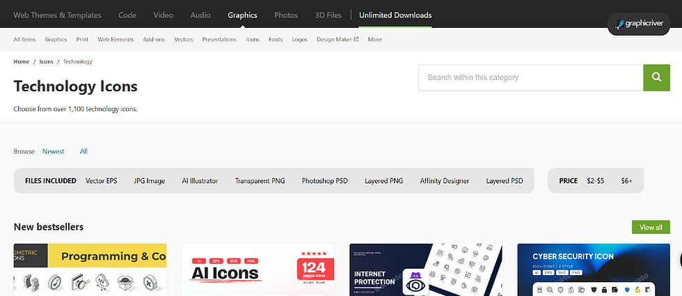 Page GraphicRiver marketplace