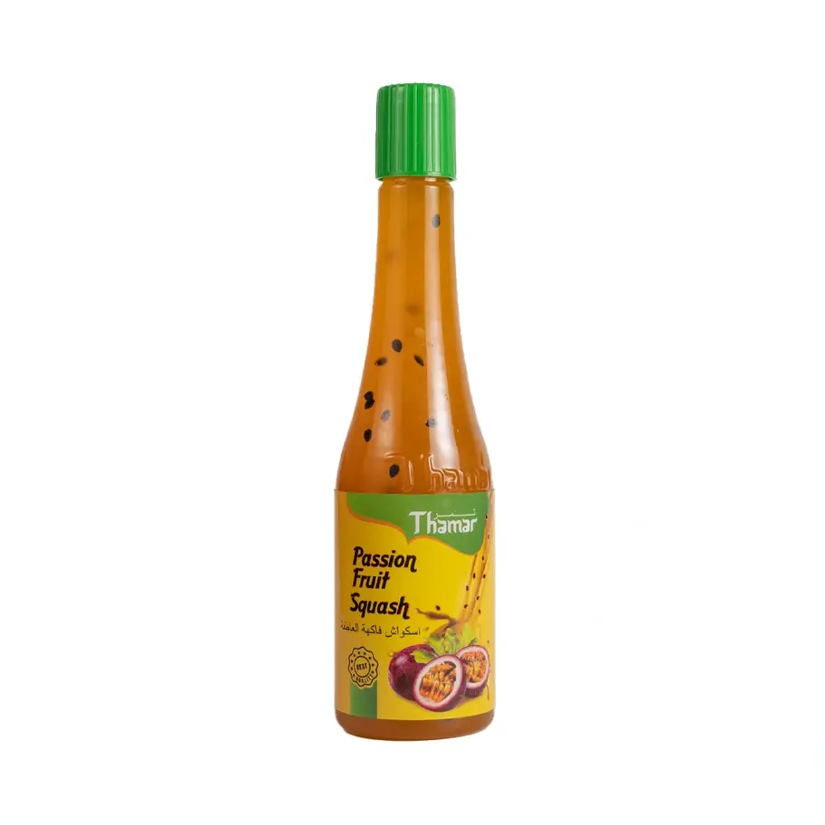 Thamar Passion Fruit Syrup – premium tropical syrup for drinks, desserts, and gourmet creations.