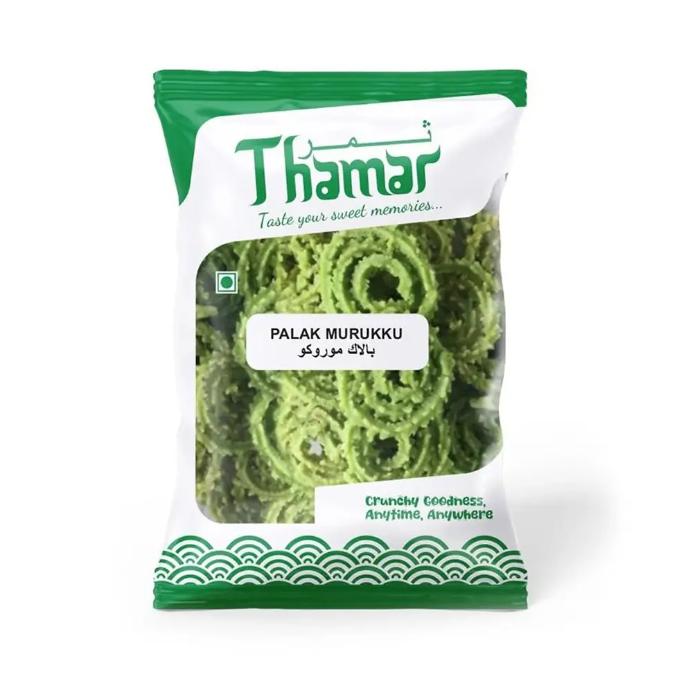 Thamar Palak Murukku 125 GM – crispy South Indian snack infused with fresh spinach for a unique twist.