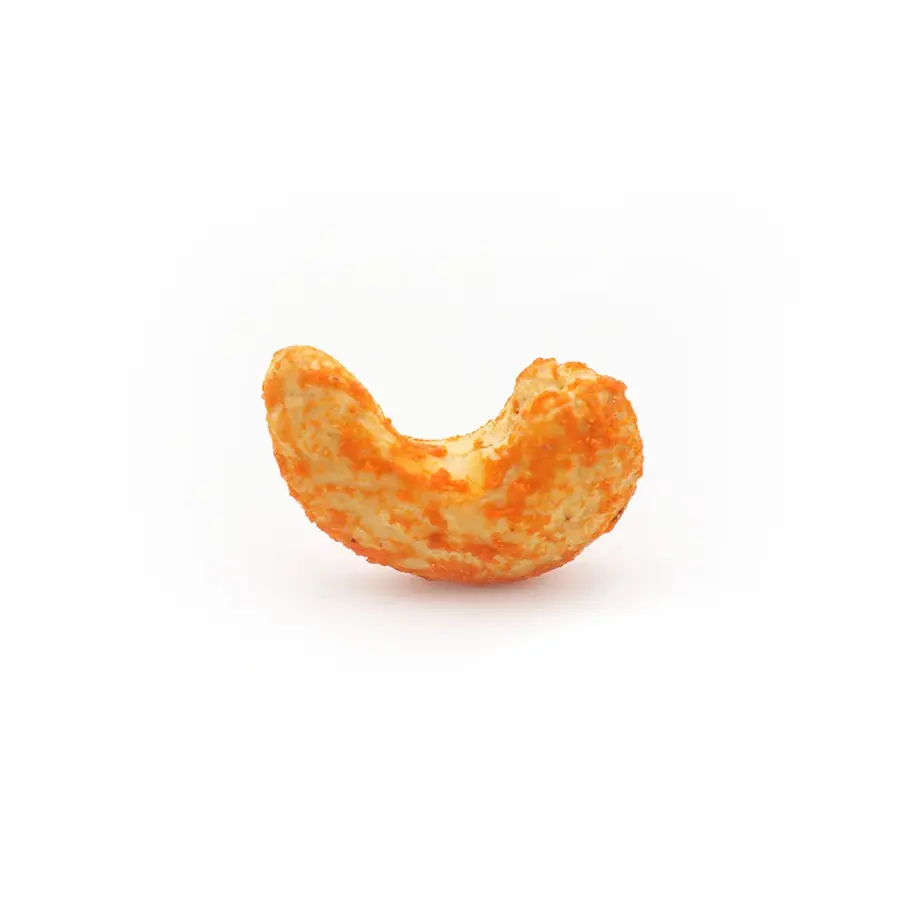 Dry-roasted jumbo cashew nuts cheese-flavored, crunchy, and savory.