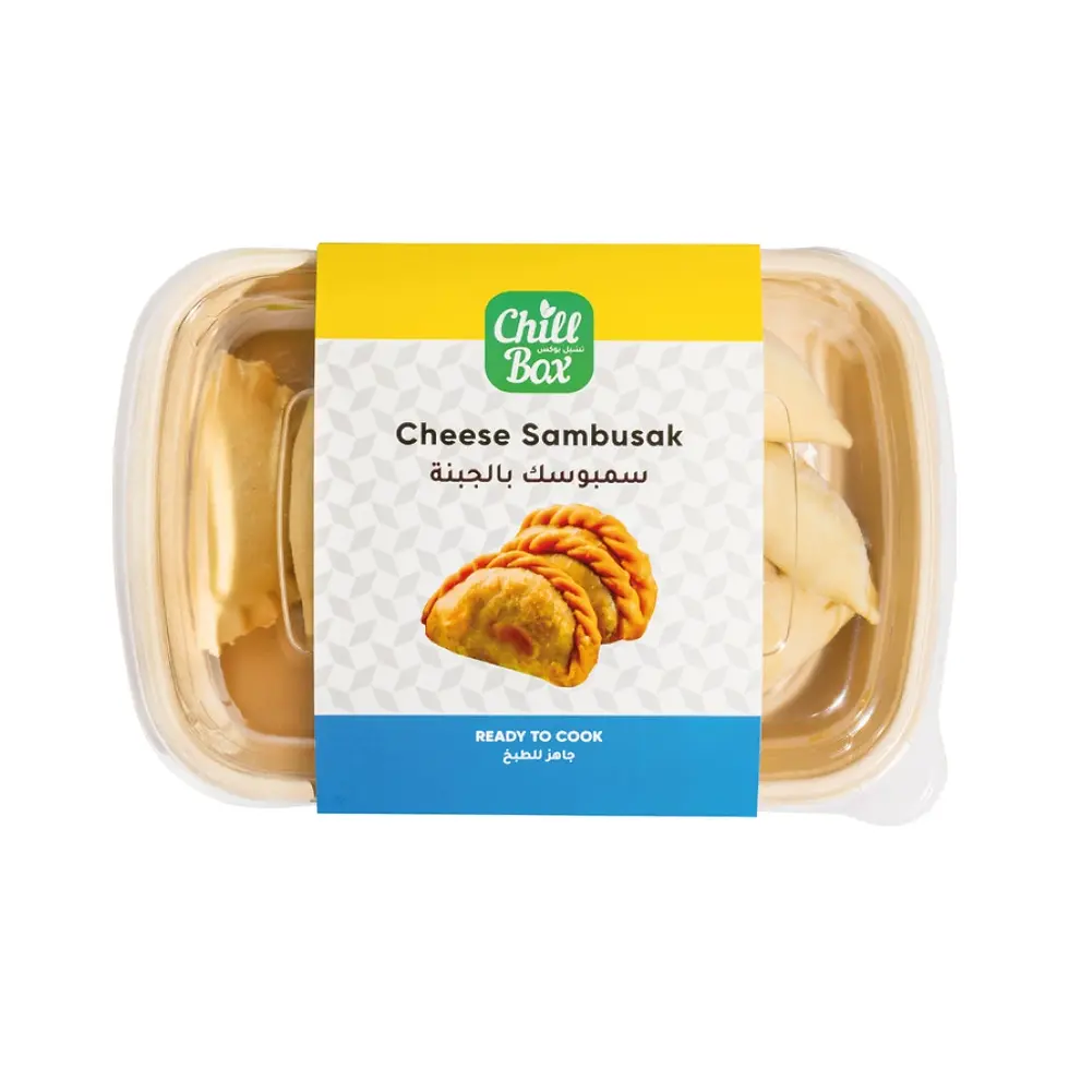 CHILL BOX Cheese Sambusak 300 G, crispy Middle Eastern pastries filled with creamy cheese.