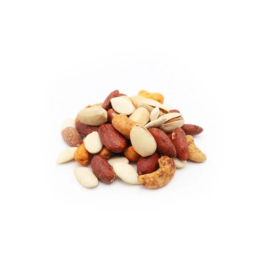 Premium Arabic mix nuts premium blend of salted pistachios, BBQ almonds, cheese cashews, and spicy peanuts.