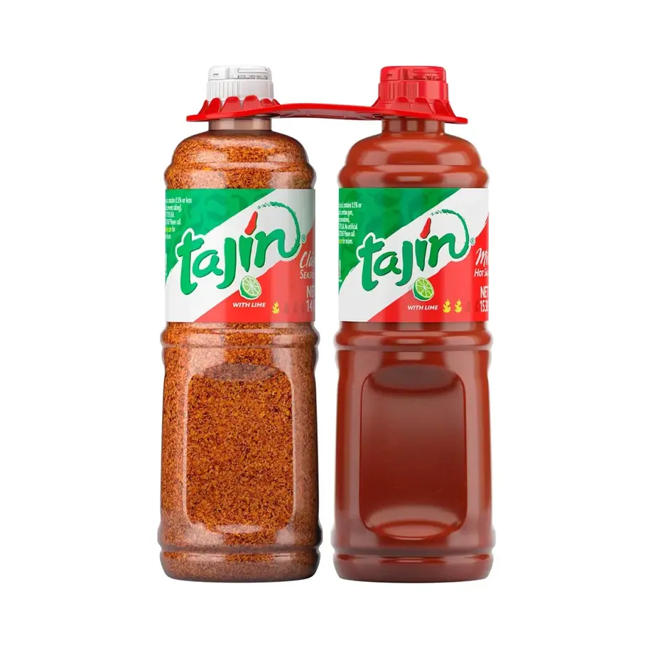 Combo pack of Tajin Clasico Seasoning 14 OZ (400G) and Tajin Mild Hot Sauce, 15.38 Fl OZ (455ML)
