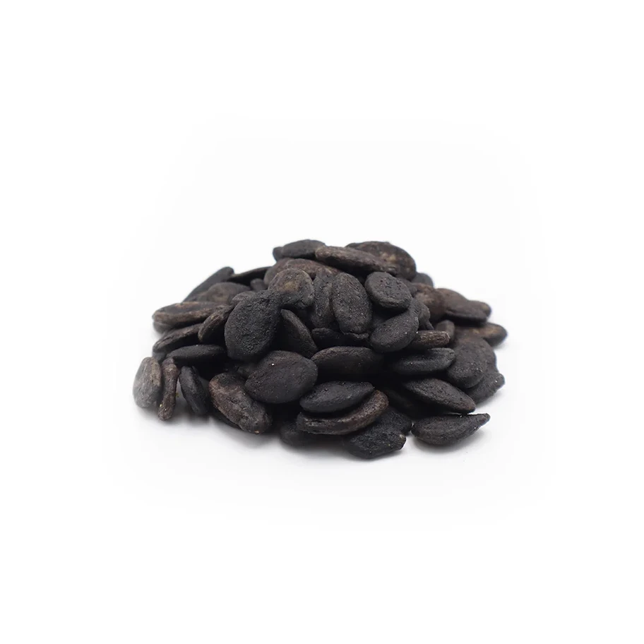 Roasted Syrian black watermelon seeds traditional charcoal-roasted snack.