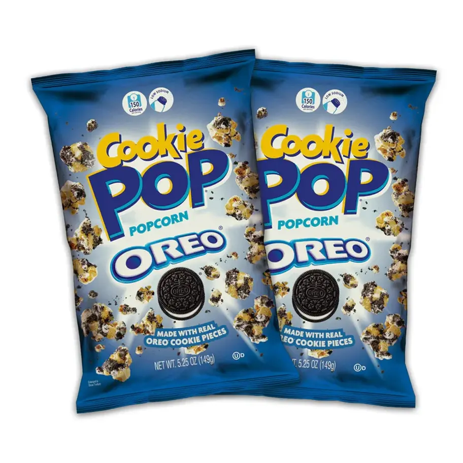 Cookie Pop Oreo 2 x 5.25 OZ (149 G each), popcorn coated with classic Oreo cookie flavor.