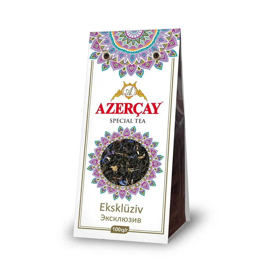 Azercay Exclusive Elongated Twisted Black Tea with Cornflower and Marigold Flowers - 100 G.
