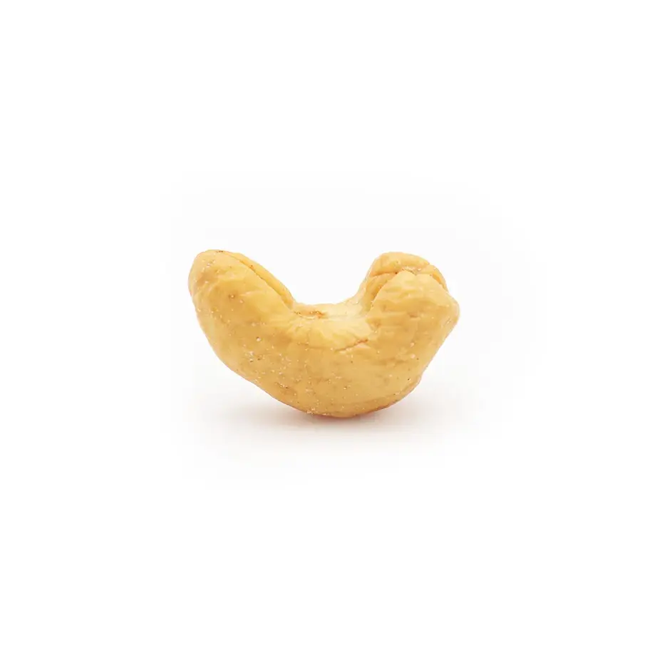 Roasted jumbo cashew nuts with salt, extra-large, crunchy, and flavorful.