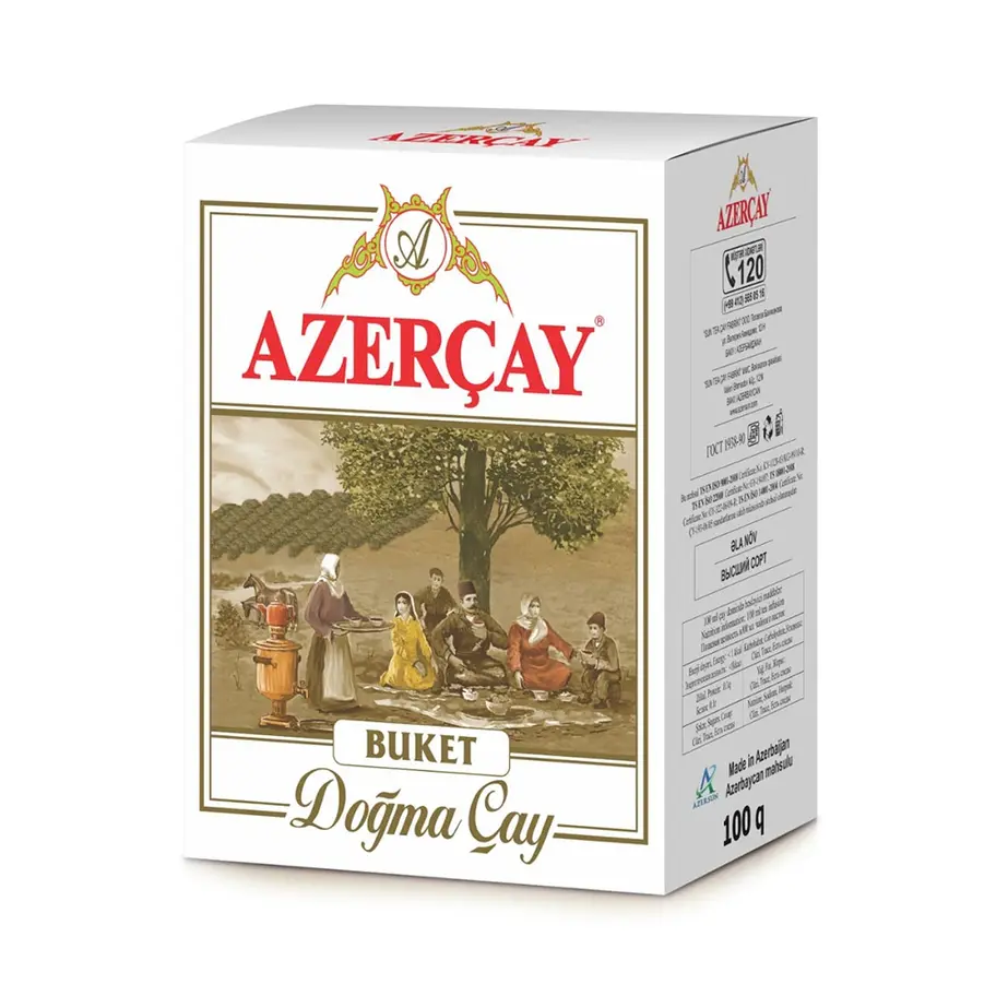 Azercay Buket Black Velvet Tea - 100 G, premium large-leaf black tea for a smooth and bold brew.