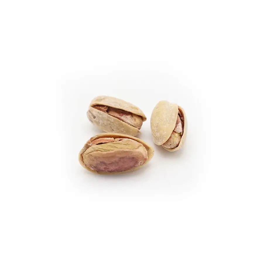 Dry-roasted Akbari pistachios lightly salted, long, and crispy.