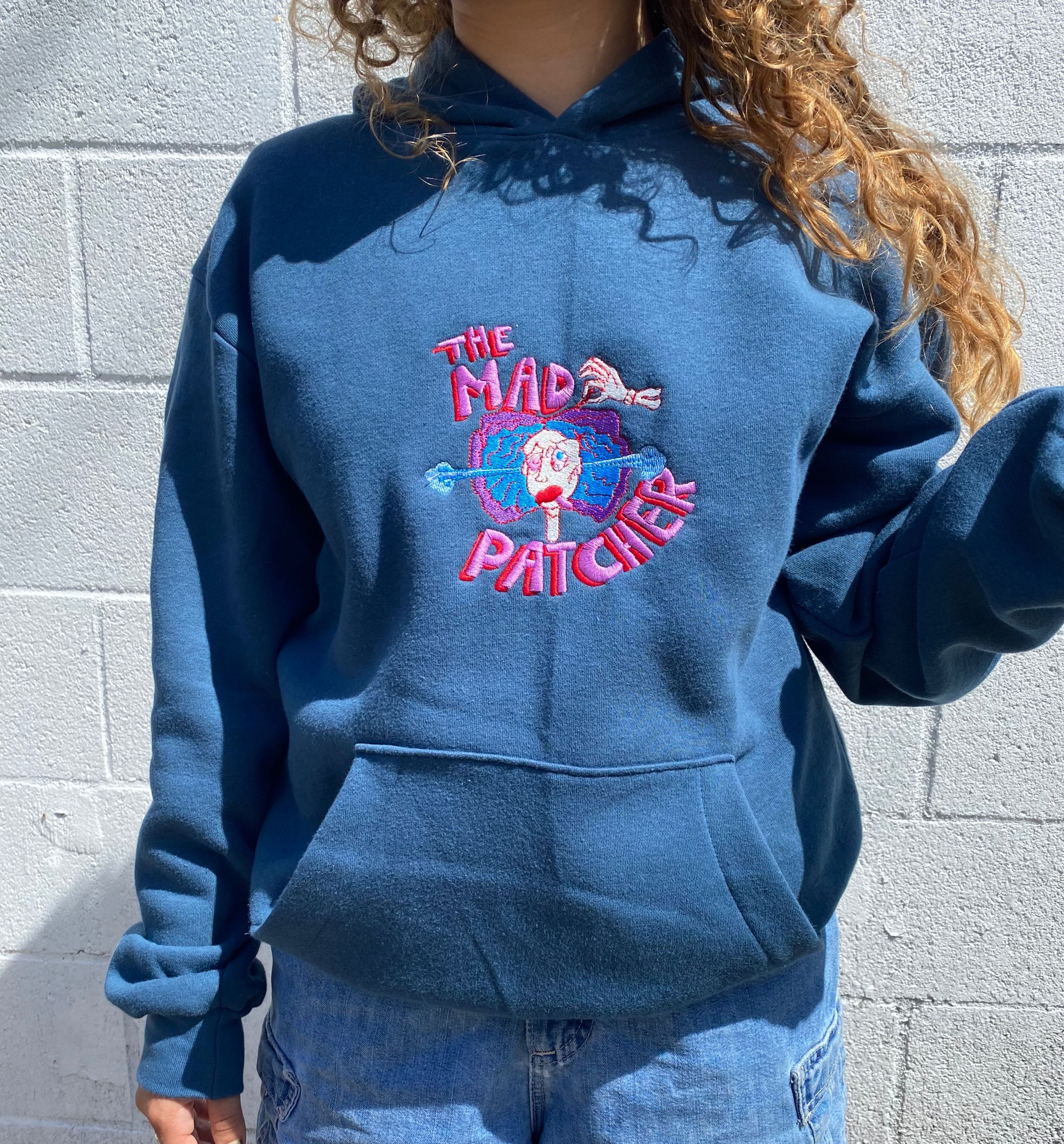Sea Blue Embroidered Logo Hoodie
