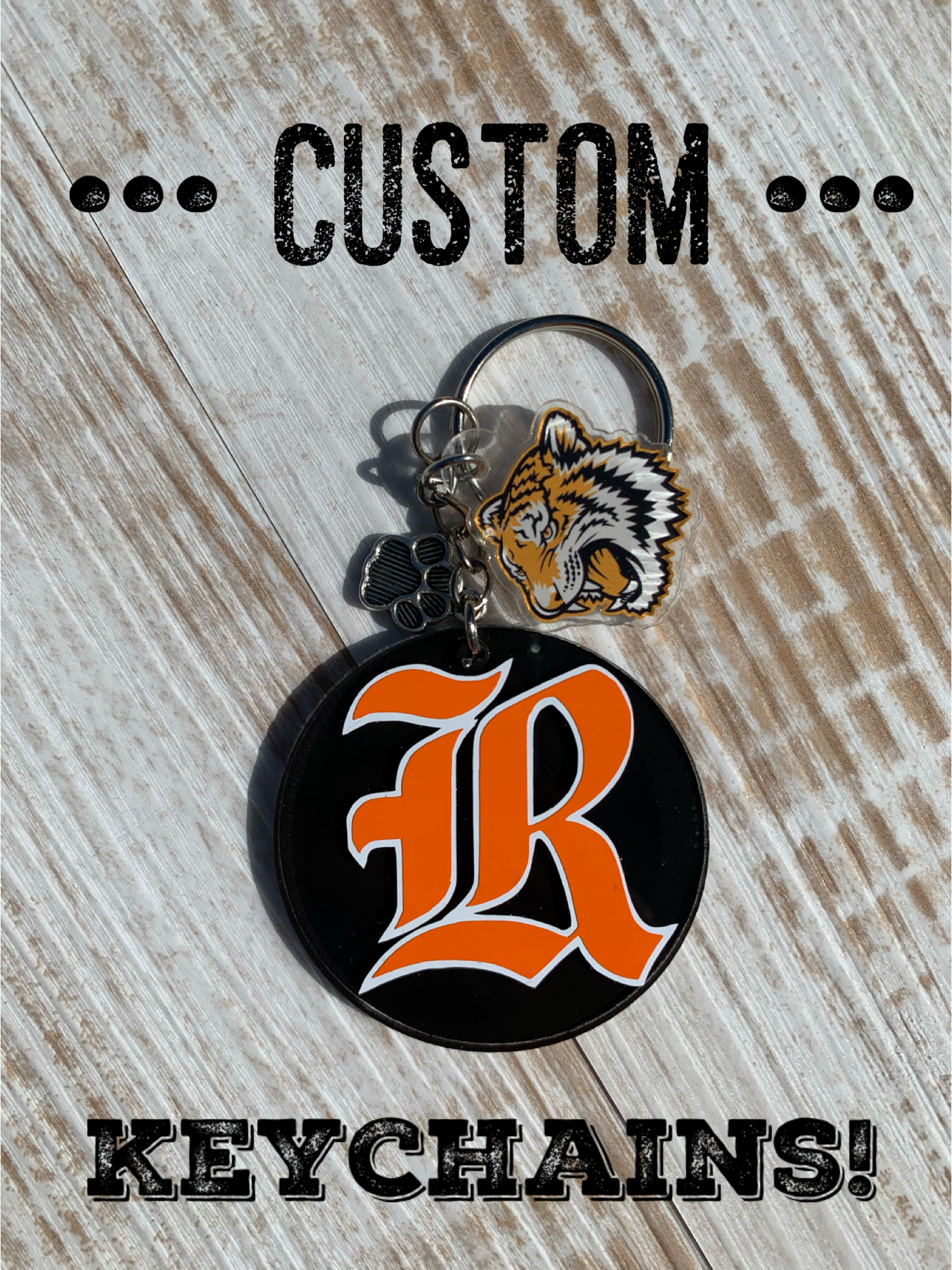 Team keychains and bag tags.