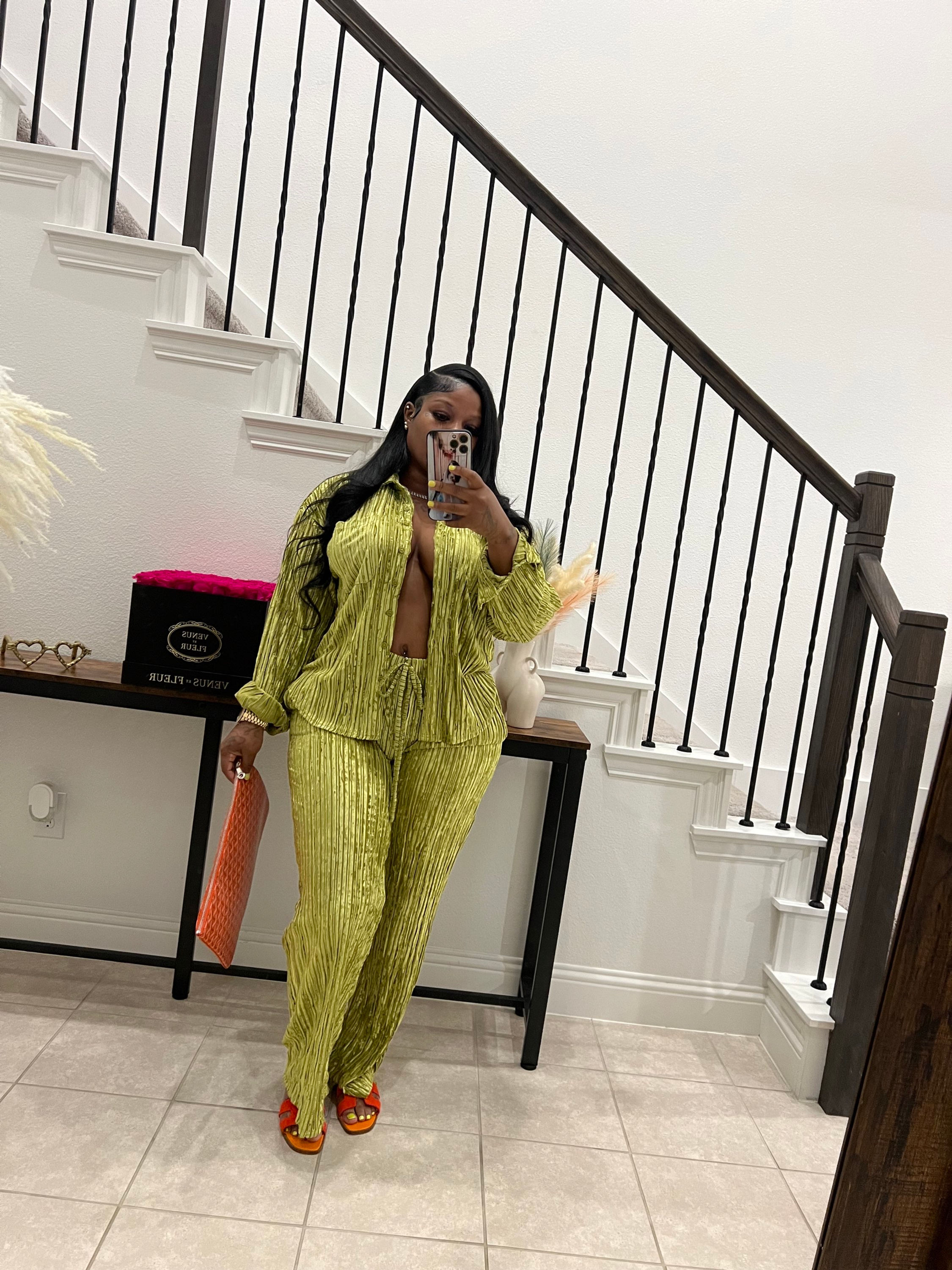 Velvet Pant Set (Green 