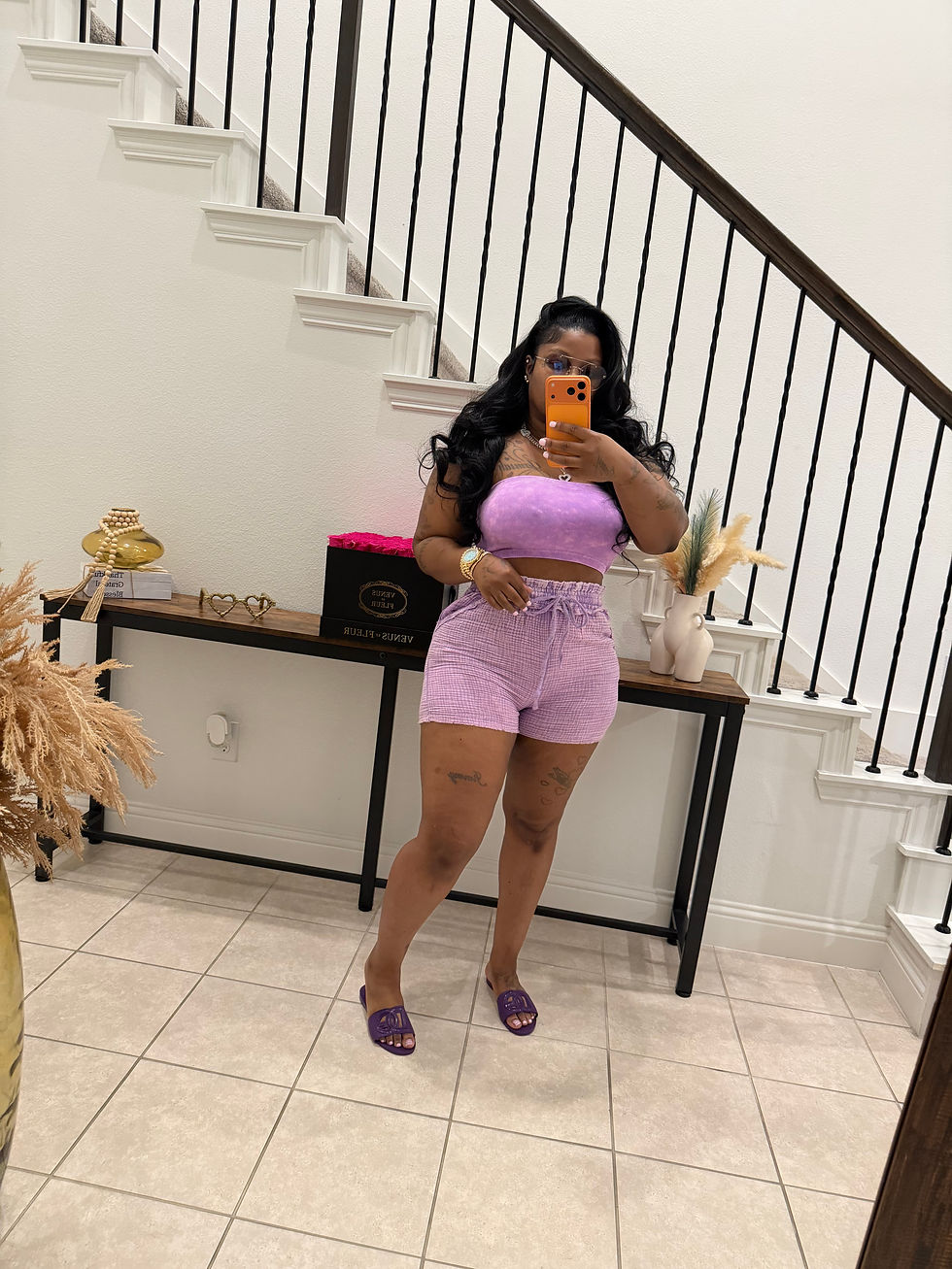 Thumbnail: Tube Top Short Set ( Purple 💜
