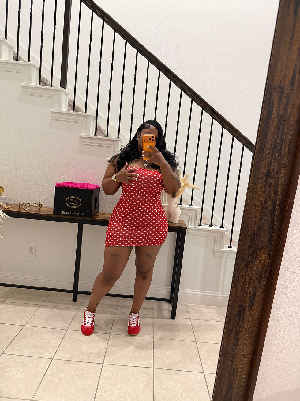 Thumbnail: Tube Mini Red Polka Dot Dress ❤️🤍❤️