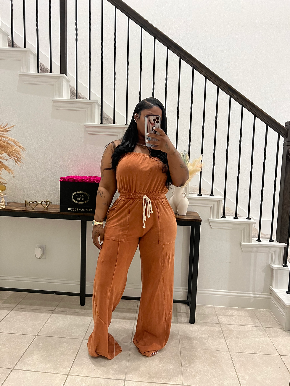 Thumbnail: Change of plans tube top jumpsuit (Rust 🧱