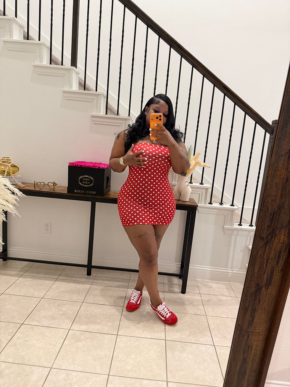 Thumbnail: Tube Mini Red Polka Dot Dress ❤️🤍❤️