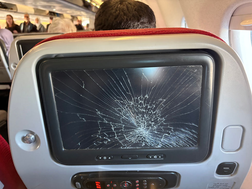 Notre écran sur le vol de retour. L'ensemble du système ne fonctionnait pas plus qu'à l'aller.