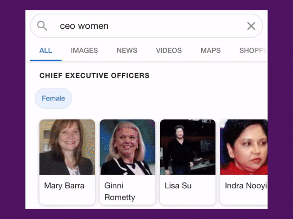 when you search "women ceo" this is what appears. Does is look diverse to you?