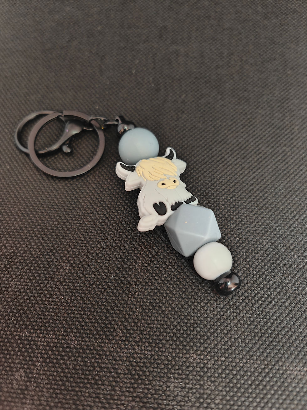 KC-Grey Highland- Silicone Bead Key Chain