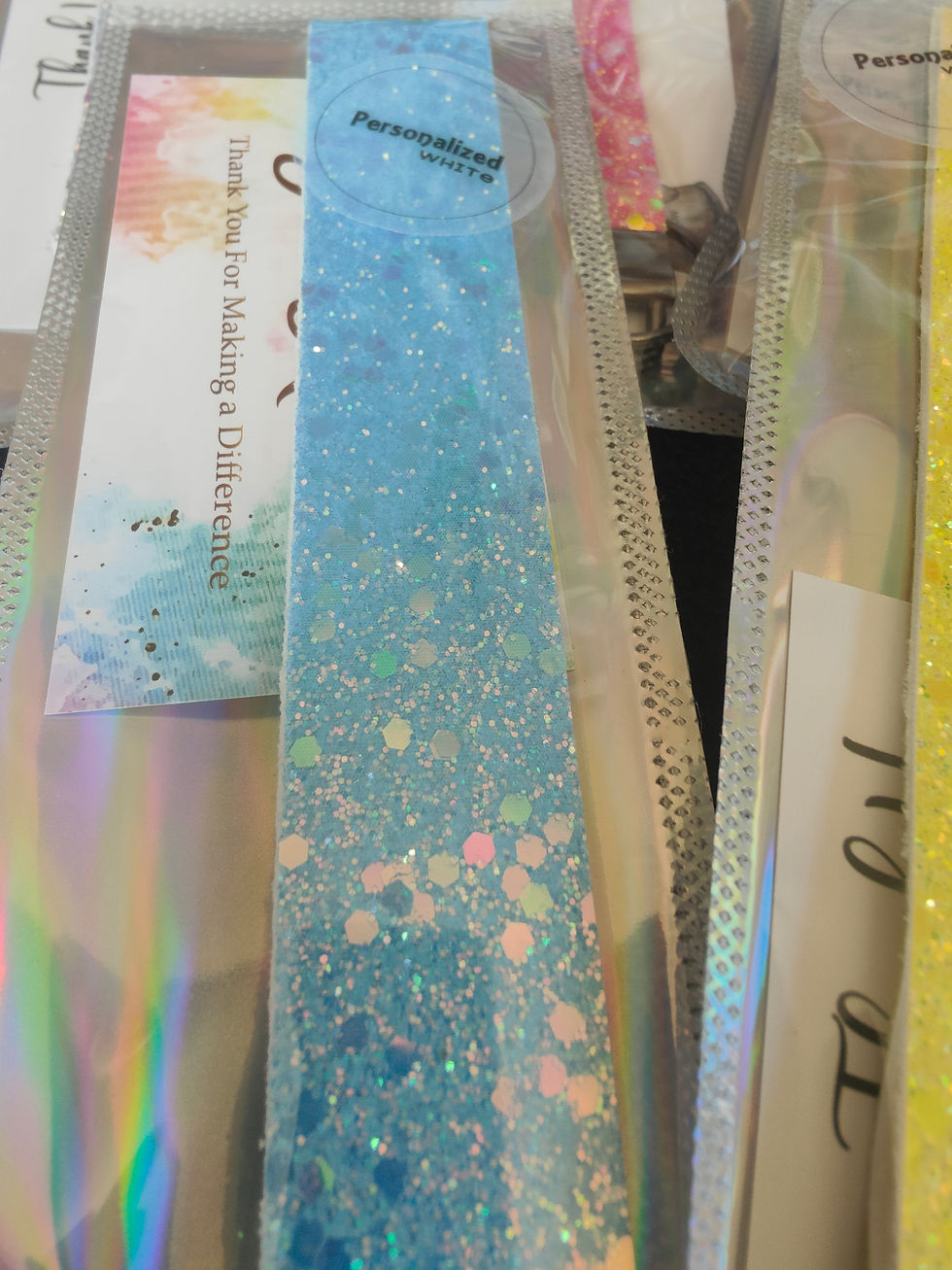 KC- Light Blue Glitter - Wristlet Key Chain