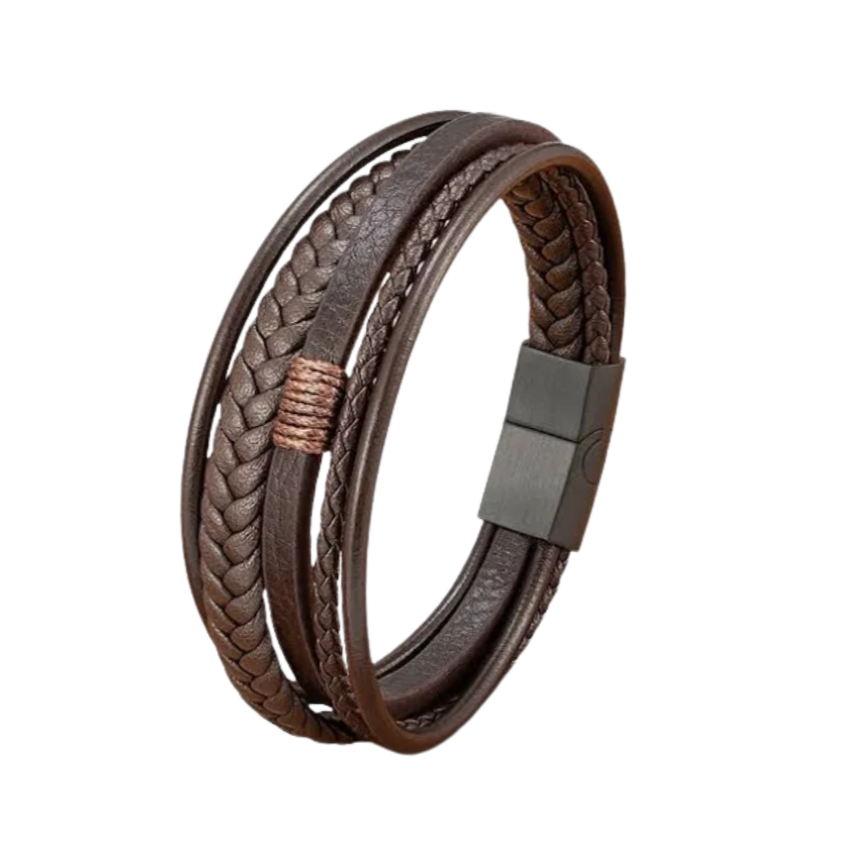 Pulseira de Couro Tecida à Mão Xqni