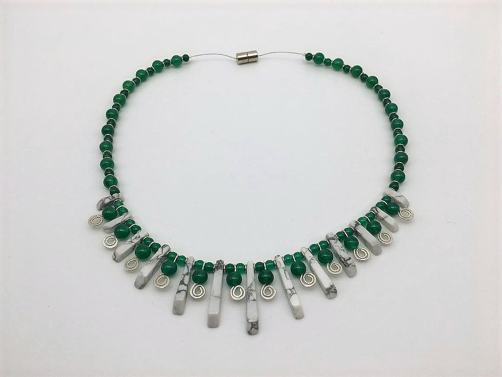 Green Agate, Howlite, Sterling Silver Set