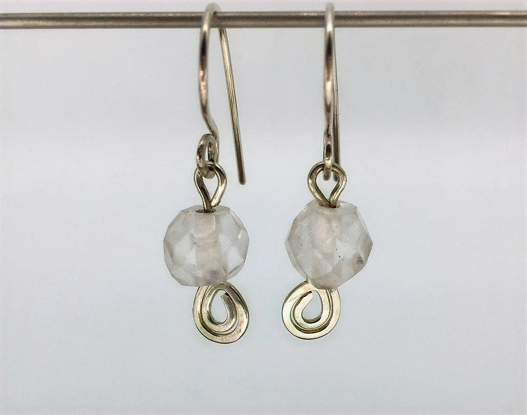Sterling Silver, Clear Quartz Earrings
