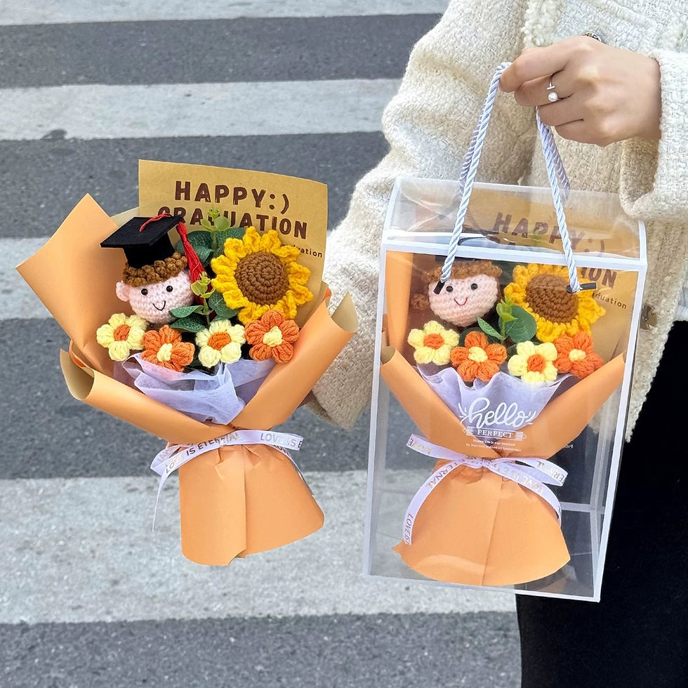 Sunflower graduation doll crochet bouquet DIY kit handmade graduation gift