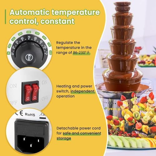 Thumbnail: Commercial Chocolate Fountain, 6 Tiers 19 lb Capacity Large Commercial Hot Choco