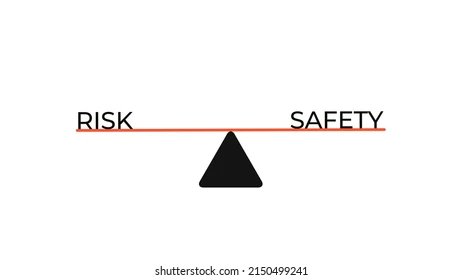 Minimalist seesaw graphic illustrating the balance between risk and safety.