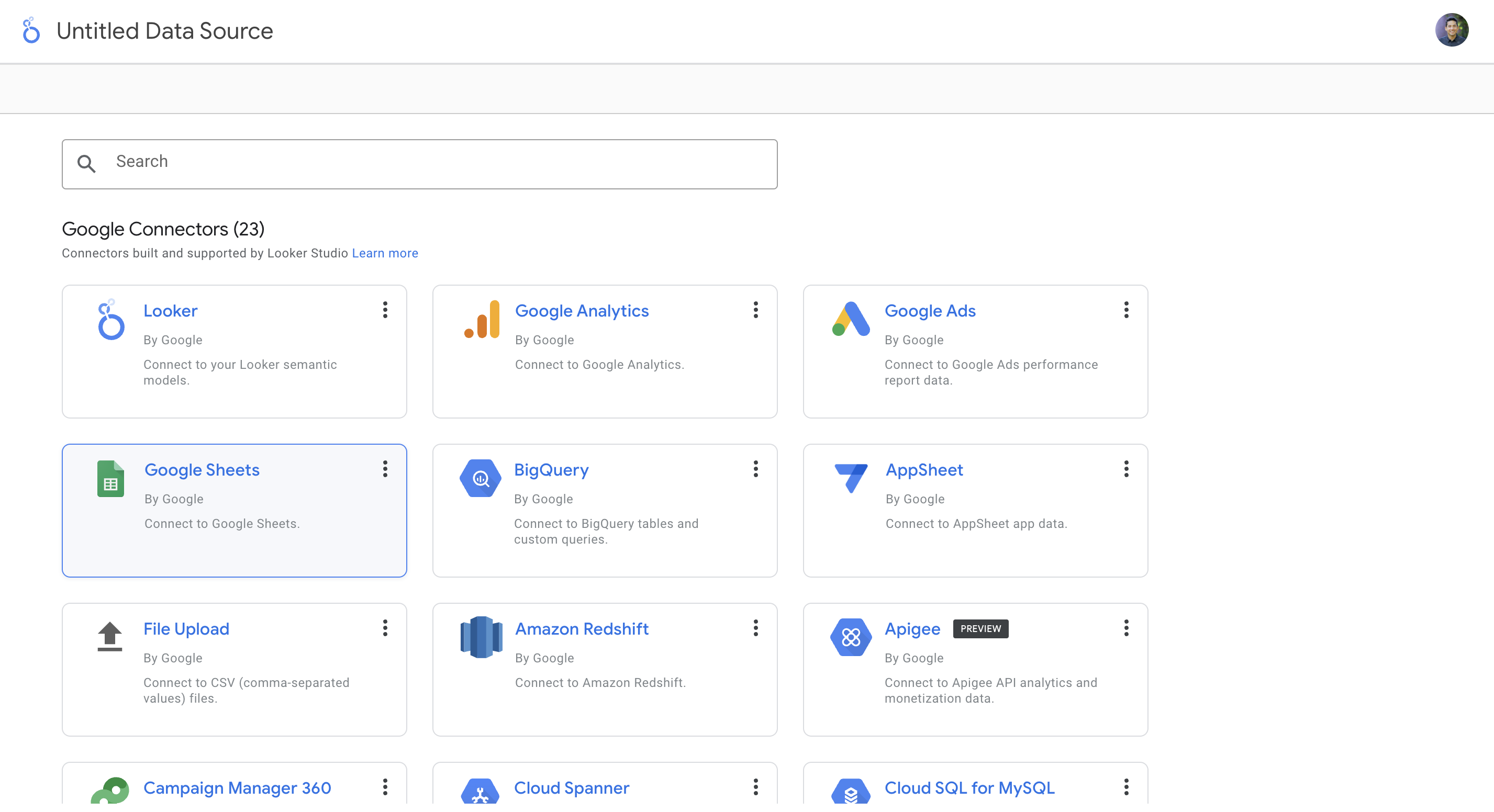 Screenshot of Google Looker Studio interface showing the process of connecting to a Google Sheets data source. The image illustrates selecting a spreadsheet and worksheet, along with various options such as using the first row as headers and including hidden and filtered cells, providing a clear visual guide for integrating data from Google Sheets into Looker Studio dashboards.