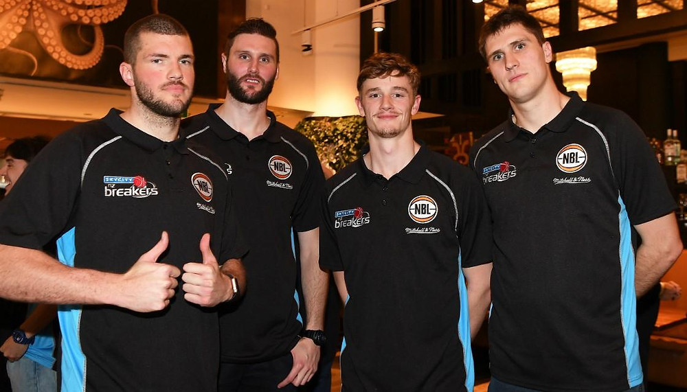 James Hunter with Alex Pledger, Finn Delany and Rob Loe. Photo credit: Photosport